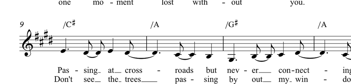 An excerpt of the sheet music for Highway One
