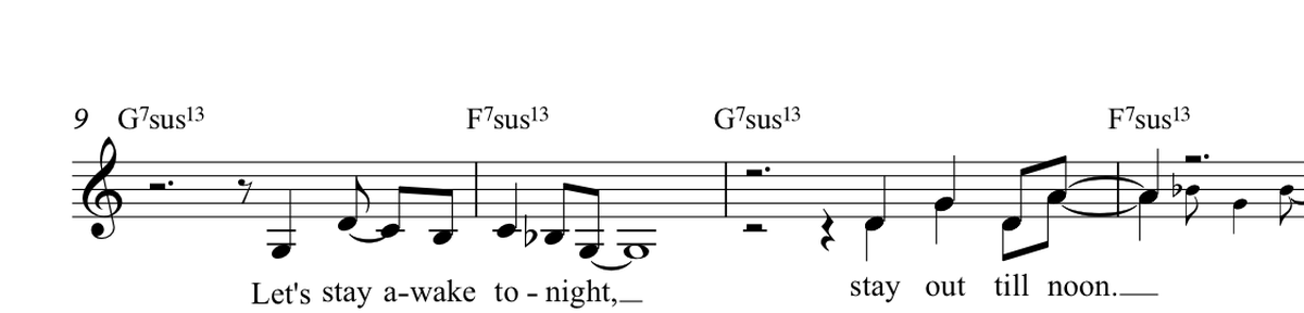 An excerpt of the sheet music for Let's Stay Awake