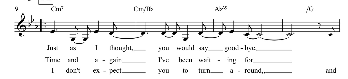 An excerpt of the sheet music for Love Is a Time of Year