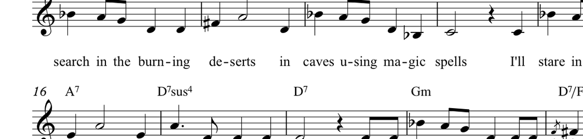 An excerpt of the sheet music for My Treasure