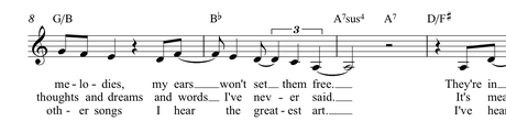 A small excerpt of the sheet music for Stuck
