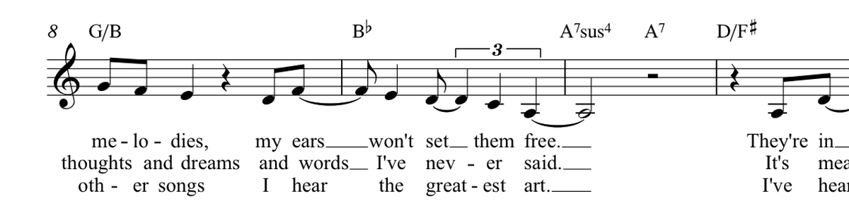 An excerpt of the sheet music for Stuck