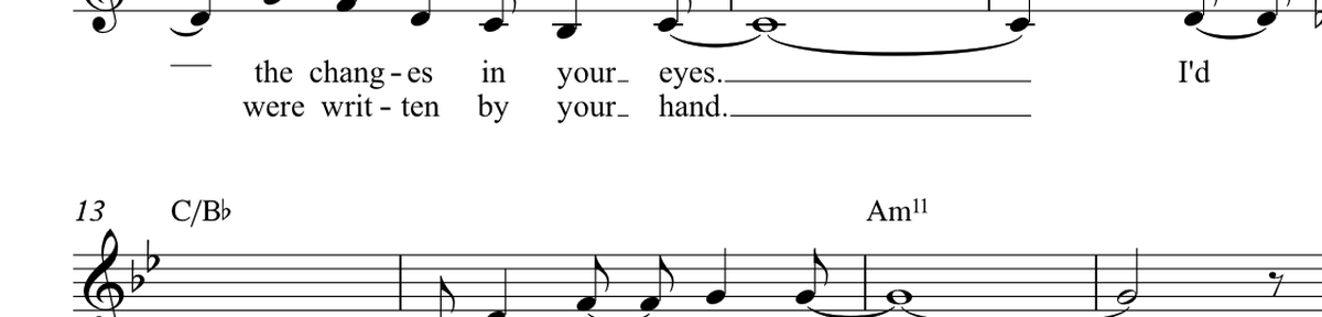 An excerpt of the sheet music for The Writing On The Wall